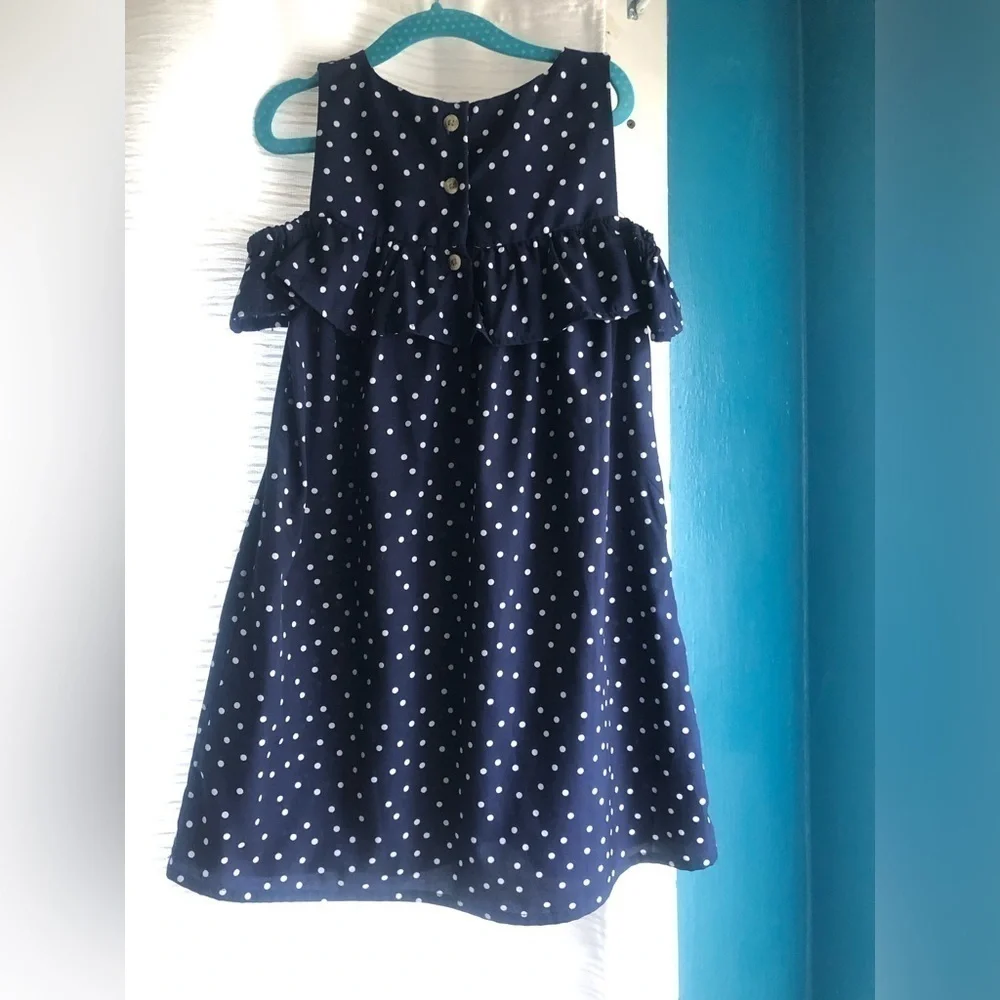A.T.U.N. Girls’ Polka Dot Navy Blue Dress size 6-7Y